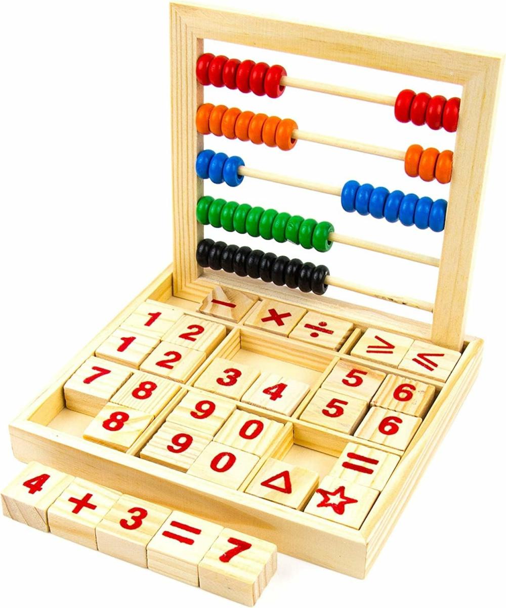 Abacukusok | Abacus For Kids Math Counters – Fa oktatási számoló eszköz – Bambusz blokkok óvodai játékok – Bambusz játékok – 50 golyó és 30 blokk – Fa blokkok babaoktatásra 1-3 évesek számára – Nagy blokkok Abacukusok Abacukusok