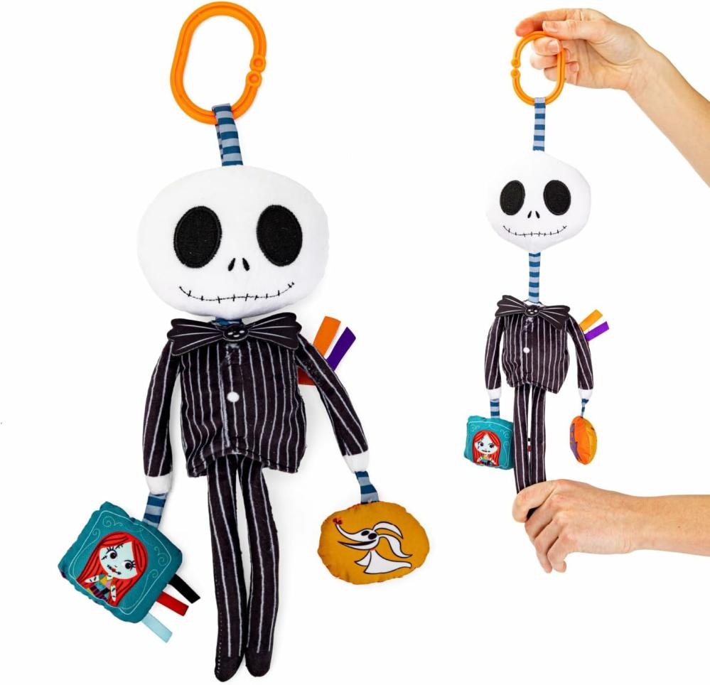 Autós ülés ésroller játékok | Baba karácsonyi rémálom, Jack Skellington, mozgásos játékkészlet rágóval, mozgásos fogantyúval, csengővel és húzd át az ujjaidon! Autós ülés ésroller játékok Autós ülés ésroller játékok