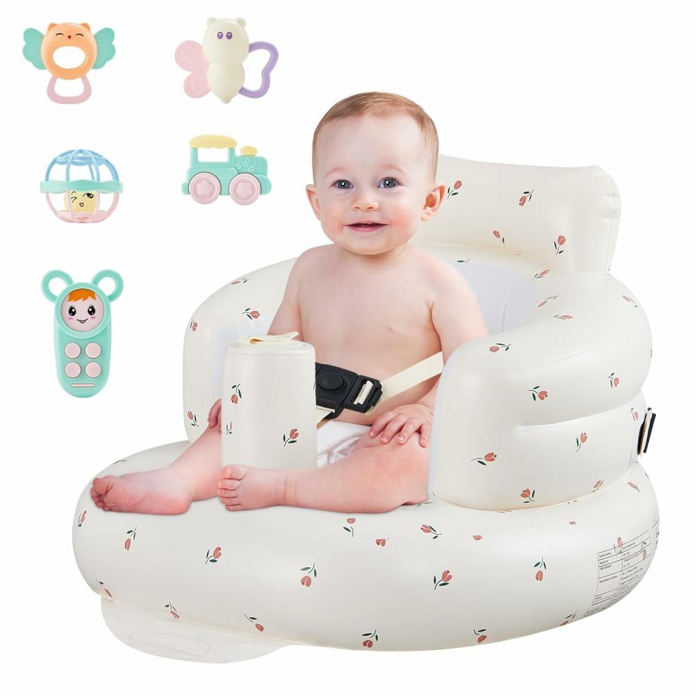 Baba- és csecsemőjátékok | Inflatable Infant Seat – ülő-felálló baba padlószék – beépített levegőpumpa – 3 pontos állítható öv – hordozható baba szék, fürdőséga, 3-36 hónapos korra alkalmas Baba- és csecsemőjátékok Baba- és csecsemőjátékok