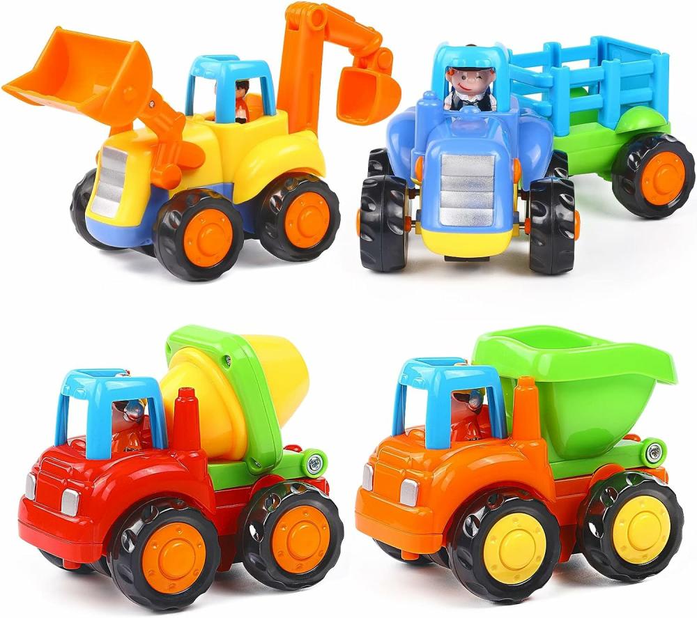 Fújó és húzó játékok | Inertia Toy Korai Oktatási Bébik Játéka, Frakcióval Táplált Autók, Felpörgő Autók, Traktor, Bulldozer, Kisteherautó, Betonkeverő, Mérnöki Játékok Gyerekeknek, Fiúknak, Lányoknak, Ajándék 4db Fújó és húzó játékok Fújó és húzó játékok