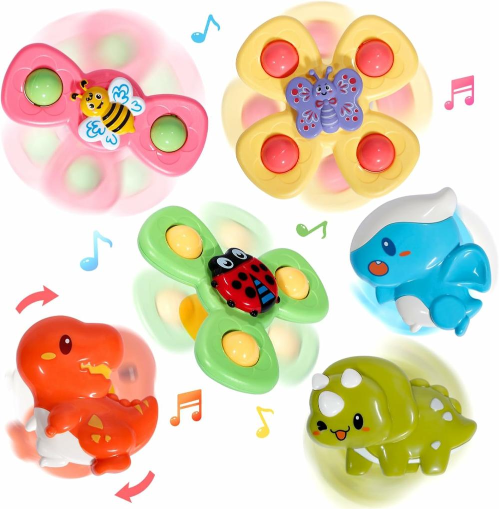 Fürdőjátékok | 6Pcs Suction Cup Spinner Toy For Toddlers 1-3 Year Old, Sensory Bath Toys Gift For 18 Months, Window Suction Spinner Toys, Boys And Girls Sensory Toys Gifts, Travel Baby Spinning Toys Fürdőjátékok Fürdőjátékok