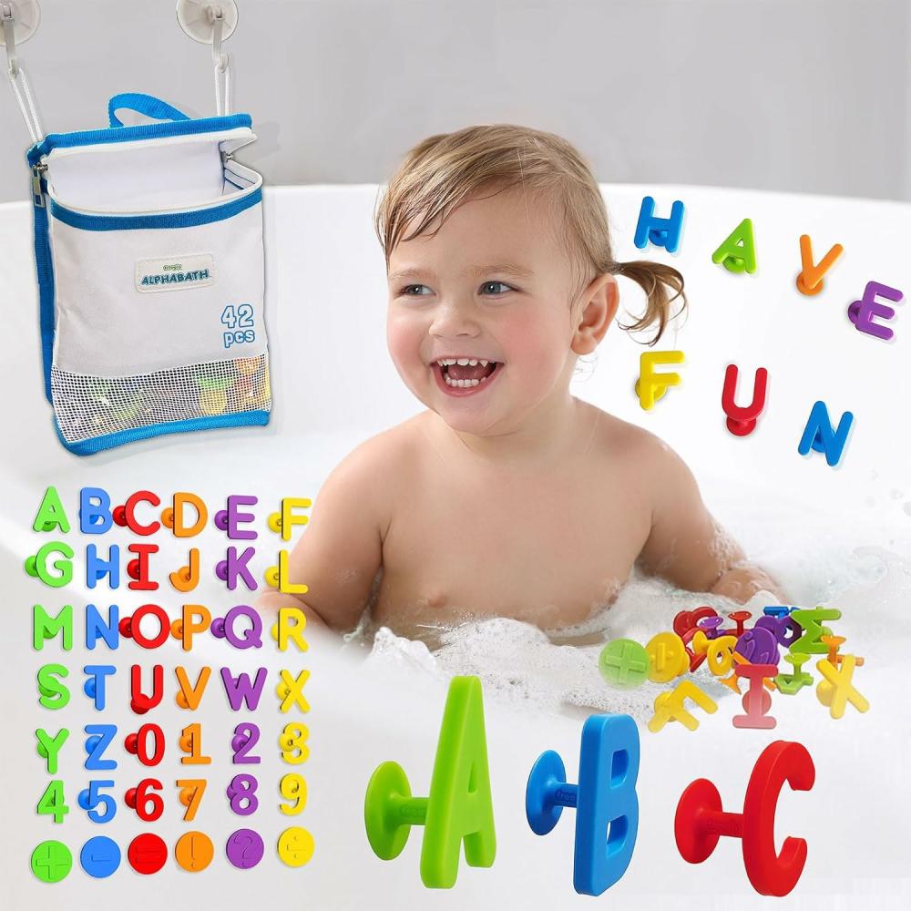 Fürdőjátékok | Alphabath Suction Bath Toys ABC betűk Számok 42Pcs Montessori Autizmus Stimulation Érzékszervi Nincs Módosításmentes Bölcsőde Matematika Tanulás Építés Kapcsolódás Utazás Gyerekek Bébik 1 2 3 Évesek Fürdőjátékok Fürdőjátékok