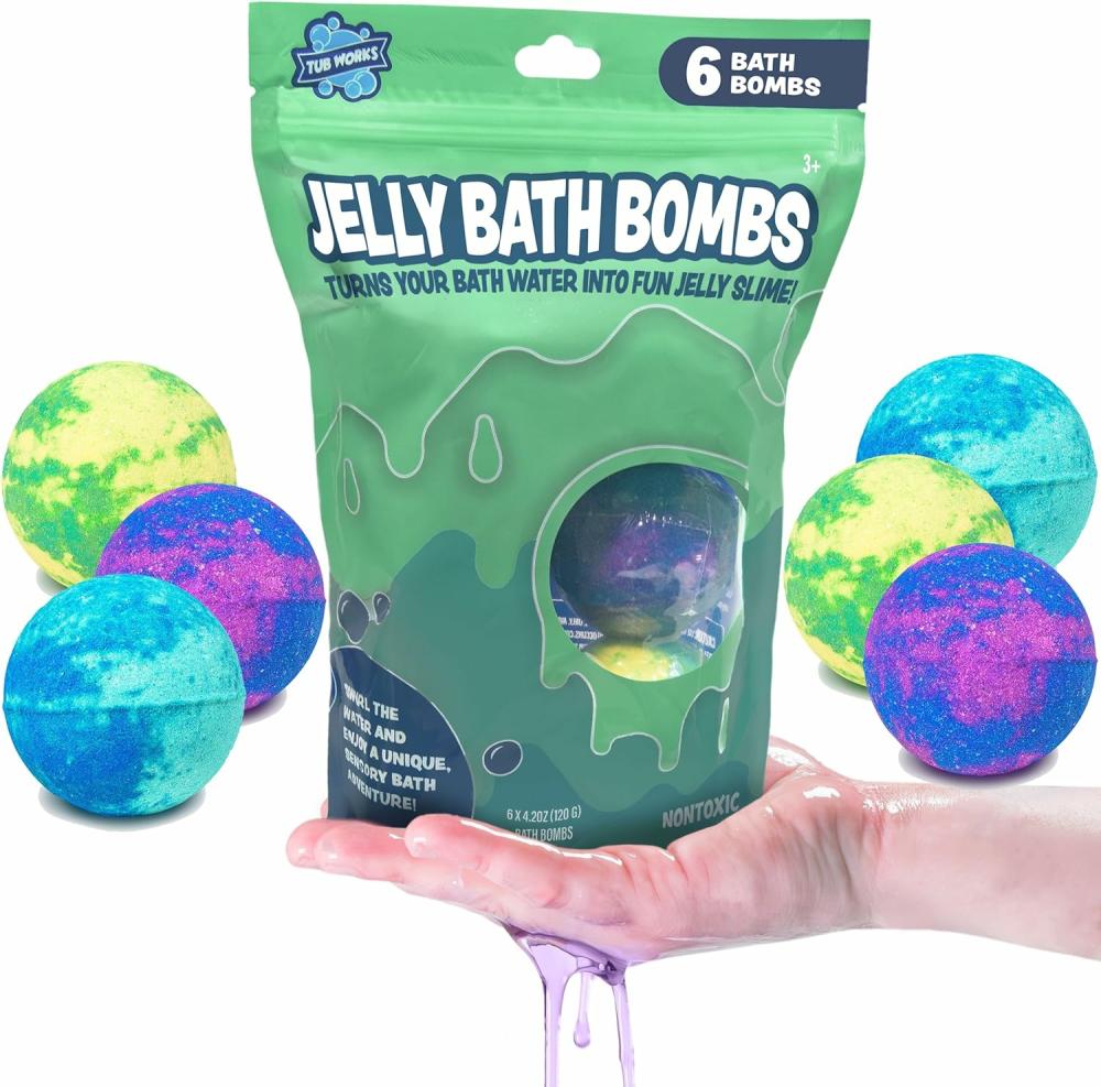 Fürdőjátékok | Gélfürdő Slime Bombák 6 Pack | Gyerekek fürdőbombái, amelyek a fürdővizet színes gélslimává alakítják | Nontoxic | Egyedi gyerekek fürdőbombái meglepetés slimeszerű textúrával | Szensorikus játékok fürdőszobába Fürdőjátékok Fürdőjátékok