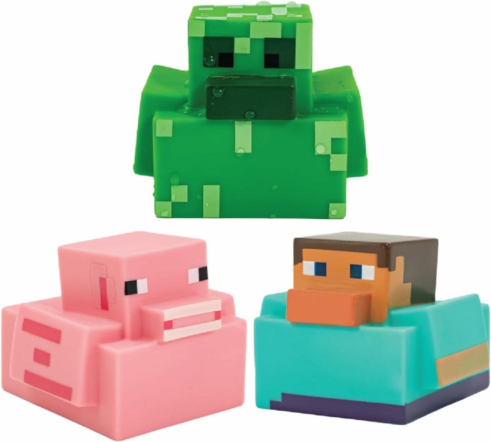 Fürdőjátékok | Minecraft Gumi Tyúkocskák 3 db-os Minecraft fürdőtyúkcsomag  Creeper Tyúk és Steve fürdőjátékok  Vasmás tyúkocskák Fürdőjátékok Fürdőjátékok