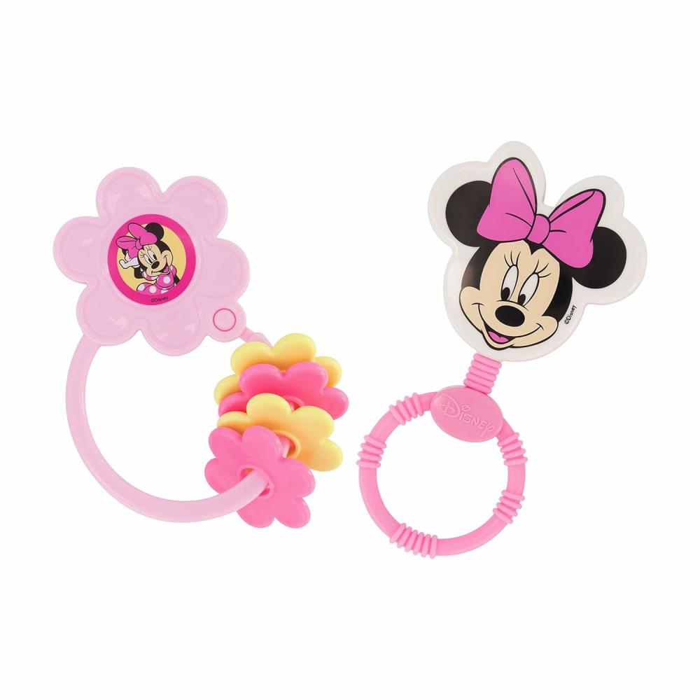 Fogaskarikák | 2 Pack Minnie Mouse karakter forma csengő és kulcstartó rágó játékhoz Prémium csecsemő születésnapi játékok Bébi rágó játékok Nagyszerű újszülött fürdő ajándékhoz Fogaskarikák Fogaskarikák