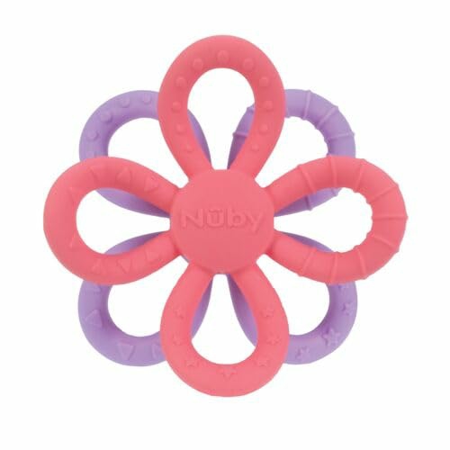 Fogaskarikák | Fun Loops Teether – Virág-shaped babakészíthető rágójáték – 3+ hónap – Rózsaszín és lila Fogaskarikák Fogaskarikák