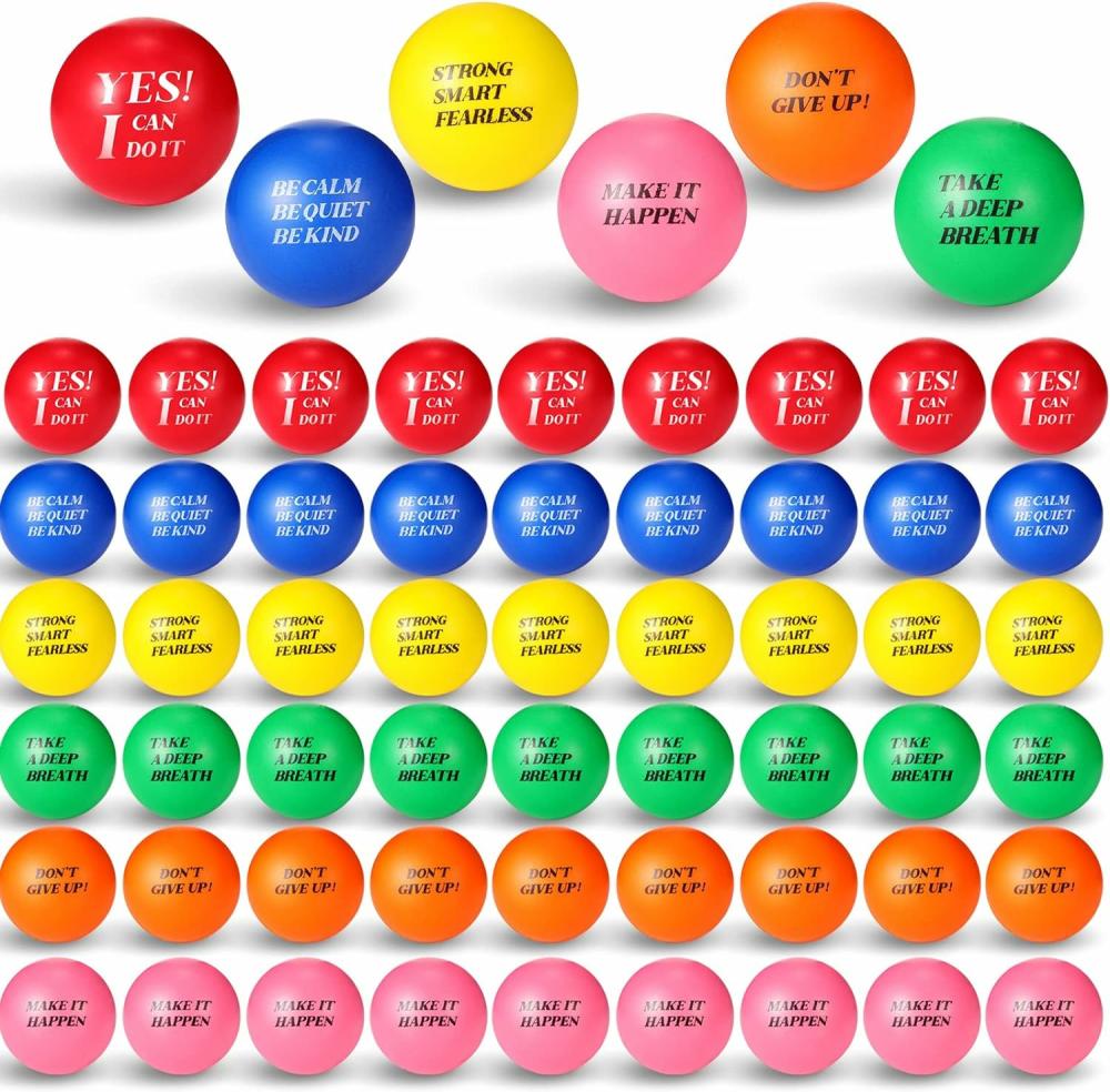 Golyók | 72 db Motivációs Stresszlabda Színes Gumi Labdák Inspiráló Stresszoldó Labdák Felnőknek Gyerekeknek Kézgyakorlatos Stresszlabdák Időzéskorlátozók Motiváló Bátorító Játékok (Vivid Színek) Golyók Golyók