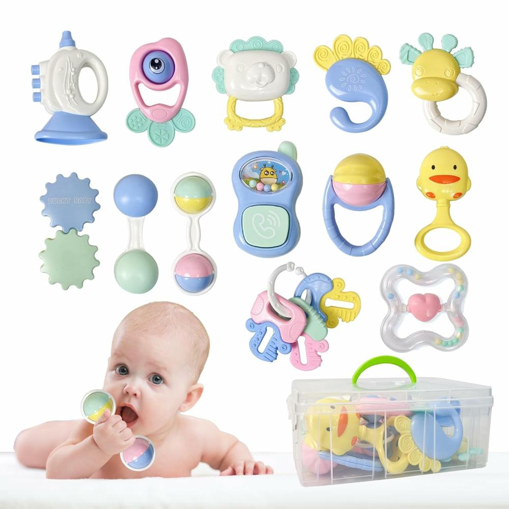 Rattles & Plush Rings | 13Pcs Bébicsörgő 0-6 Hónap  Bébisorongoló Tárolóval  Bébijátékok 0-3-6-12 Hónap  Bébgirl Játékok  A Legjobb Újszülött Ajándék Bébszületéseknek Bajnokoknak Rattles & Plush Rings Rattles & Plush Rings