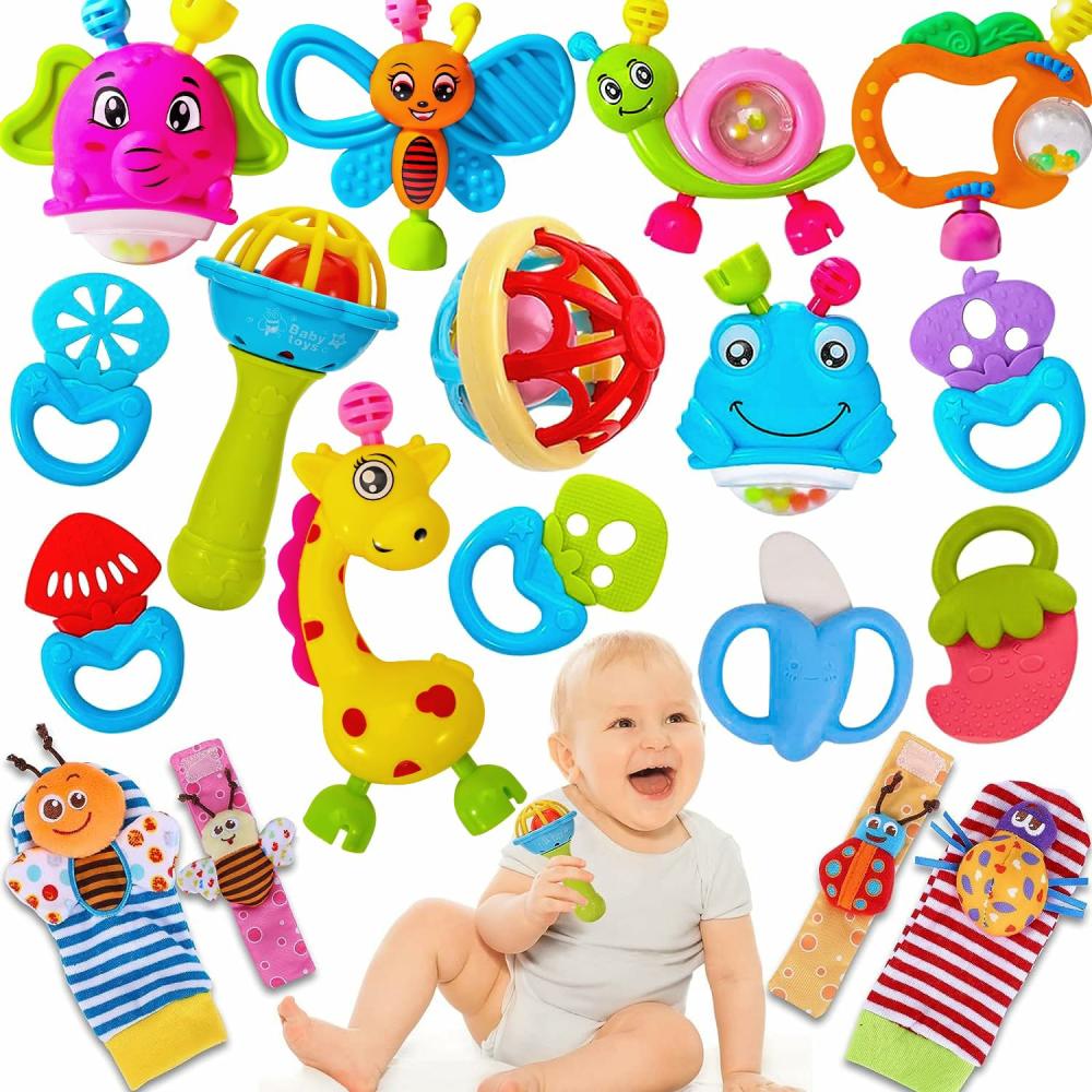 Rattles & Plush Rings | 18Pcs Baba Játékok 3-6 Hónap  Baba Zsibongók 0-6 Hónap  Újszülött Bébi Játékok 0-3 Hónap  Baba Zsibongók 0-6 Hónap  Baba Játékok 6-12 Hónap  Babafiú Lány Ajándékcsomag Rattles & Plush Rings B-18P