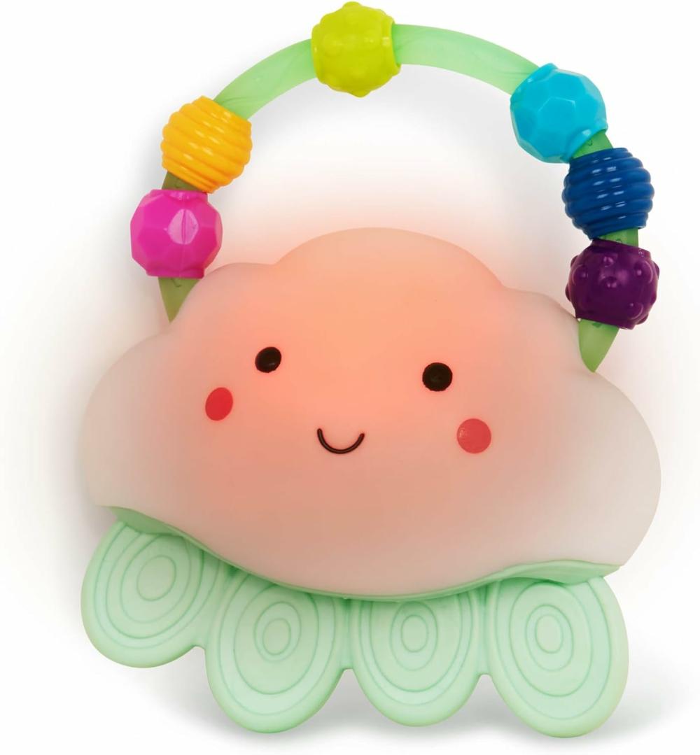 Rattles & Plush Rings | B. Baby – Baby Light-Up Cloud Rattle- Rain-Glow Squeeze- Teething Rattle Toys For Babies 3 Months + Rattles & Plush Rings Fehér