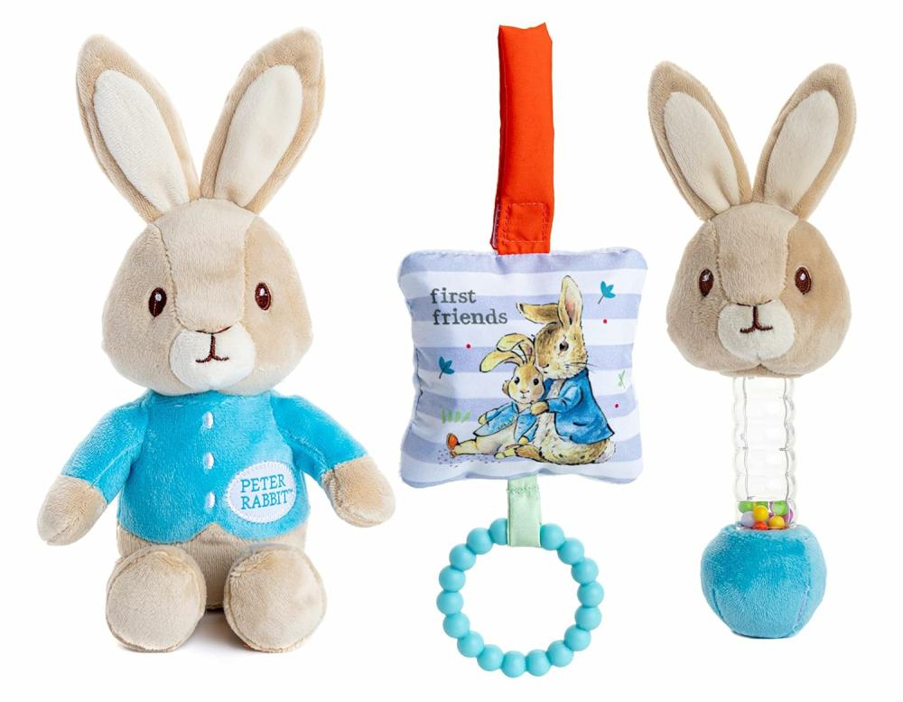 Rattles & Plush Rings | Beatrix Potter Peter Rabbit ajándékcsomag Kipufogó és rágóval, bábjáratú állatot tartalmaz Rattles & Plush Rings Multicolor