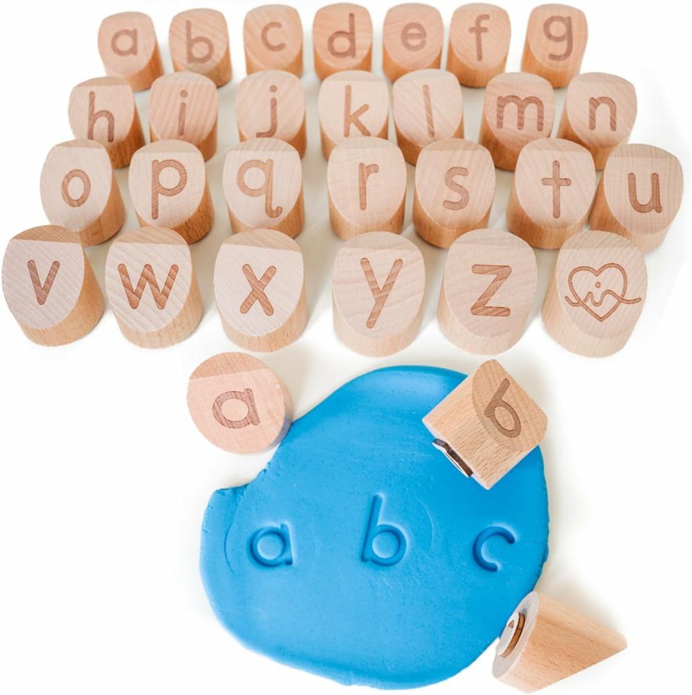 Rendezés és rakás játékok | Alfabet Playdough Stamps For Kids – kisbetűs nyomdák – ABC baba agyagnyomdák Rendezés és rakás játékok Rendezés és rakás játékok