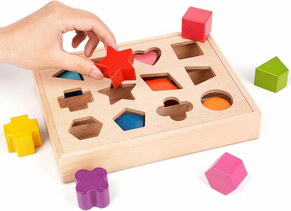 Rendezés és rakás játékok | Fa alakú színrendező játék baba 1-3 évesek számára, passzoló doboz játék, puzzle játék, babák Montessori játéka – korai tanulási oktatási játék, finom motoros készségek és szín-alak felismerő játékok Rendezés és rakás játékok Rendezés és rakás játékok