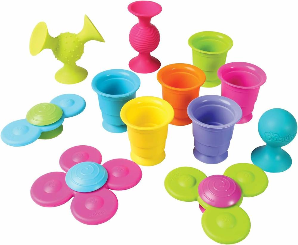 Rendezés és rakás játékok | Fat Brain Suction Cup Toys Bundle – 3 Pipsquigz 3 Whirly Squigz Fidget Spinners 6 Kupz Stackable Baby Toy Cups Bpa Free Sensory Toy Set In Zippered Storage Bag Rendezés és rakás játékok Rendezés és rakás játékok