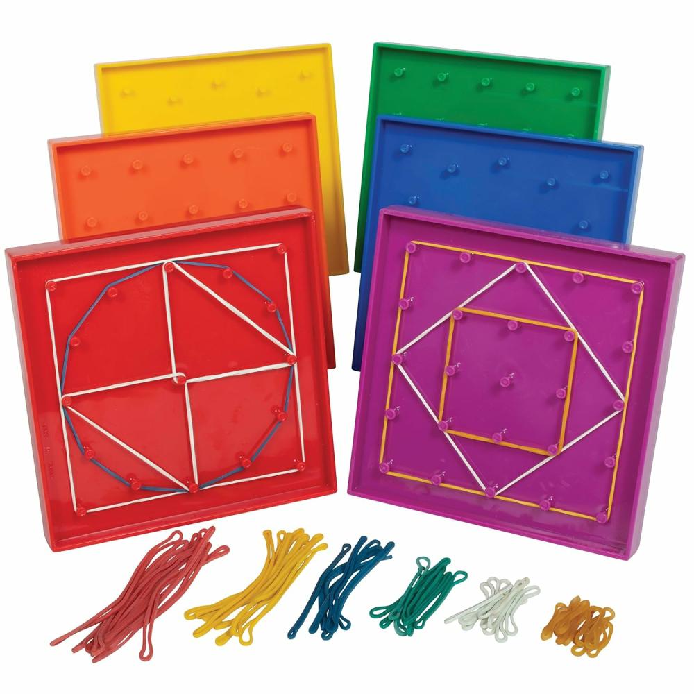 Rendezés és rakás játékok | Kétoldalas Geoboard csomag – 6 db rugalmas csíkkal – 3 éves kortól – Matematikai manipulációk – Geometria – Finom motoros készségek – Kreativitás gyerekeknek – 5×5-es hálózat/12 csúszó kör alakú tömb Rendezés és rakás játékok Rendezés és rakás játékok