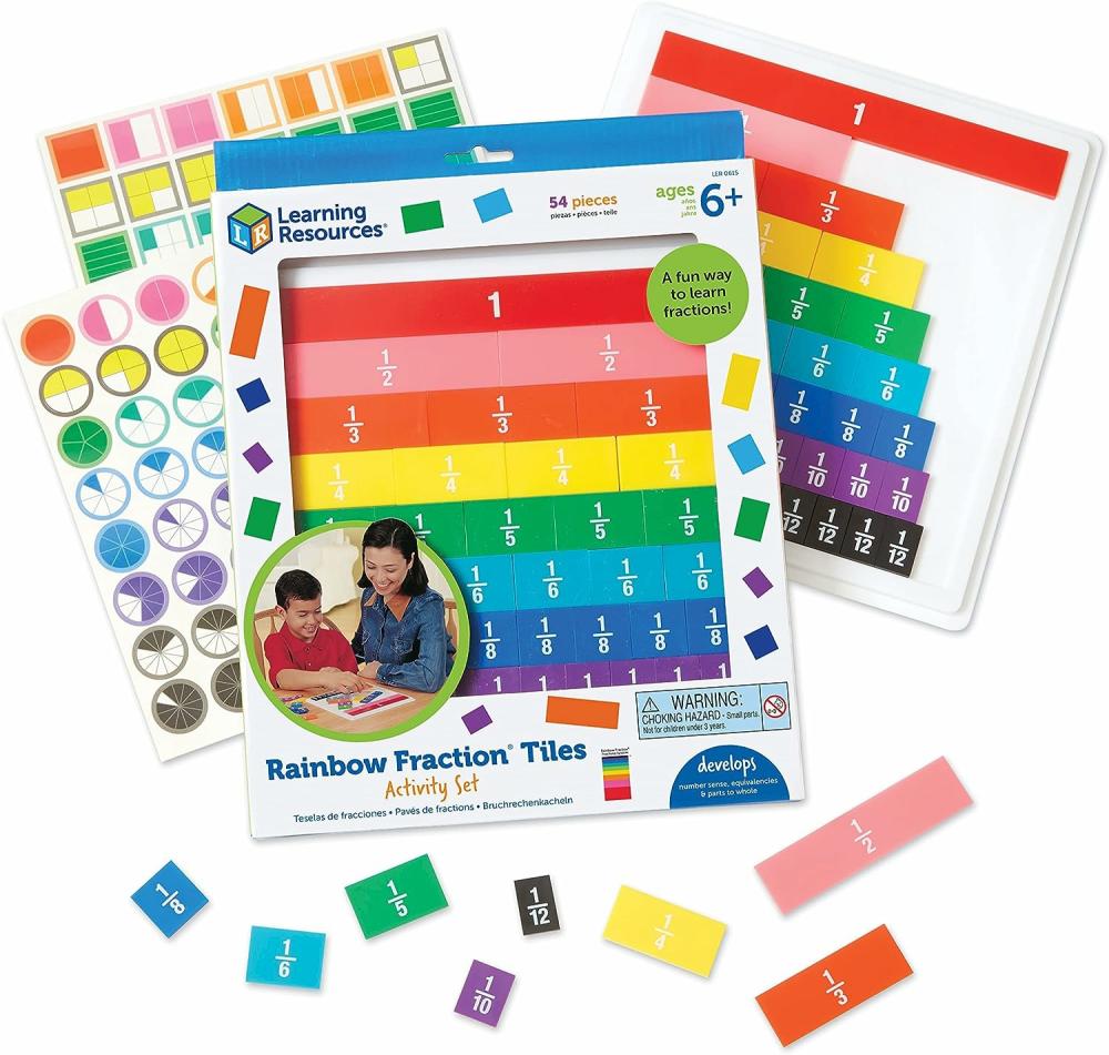 Rendezés és rakás játékok | Rainbow Fraction Tiles – 54 Pieces, Kedvezményes áron, 6 éves kortól, korai matematikai készségek, vizuális segédlet, matematika gyerekeknek, tanári kellékek Rendezés és rakás játékok Rendezés és rakás játékok