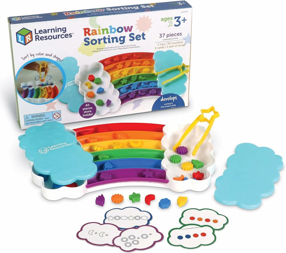 Rendezés és rakás játékok | Rainbow Sorting Set, 37 Pieces, 3+ éveseknek, Finom motoros készségek, Színek és sorolási felismerés, Hozzáadási készségek, Szerviztárgyak Rendezés és rakás játékok Rendezés és rakás játékok