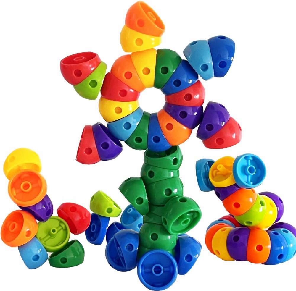 Rendezés és rakás játékok | Snap N Twist Building Toys – Wocky Blocks – 80 darab Stem Snap Cubes – Manipulatív játékok Alsó és Óvoda iskolák számára – Taktilel érzékelő játékok Fiúknak és Lányoknak, 3 évesek Stem játékai. Rendezés és rakás játékok Rendezés és rakás játékok