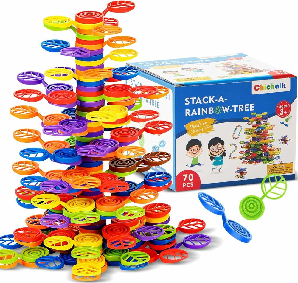 Rendezés és rakás játékok | Stack-A-Rainbow-Tree műanyag rúdcsavarozó játékok 70 db  EGYENSÚLYOZÓ JÁTÉK KÉSZLETEK gyerekeknek 3-8 éves korhoz  ÓVODAI, KISDOLGOZÓI, OKTATÁSI Montessori játékok 3 4 5 6+ éves fiúknak, lányoknak Születésnapi ajándékok Rendezés és rakás játékok Rendezés és rakás játékok