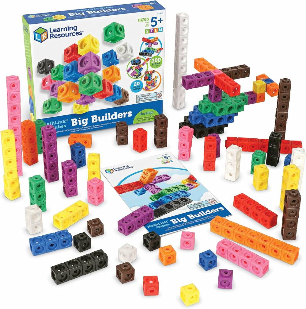 Tevékenység kockák | Mathlink Cubes Nagy Építők – 200 kocka készlet – 5 éves kortól – Korai matematikai készségek fejlesztése – Stem játékok – Gyerekek matematikai játékai – Gyerekek matematikai kockái, Ajándékcsomagoló cuccok Tevékenység kockák Tevékenység kockák