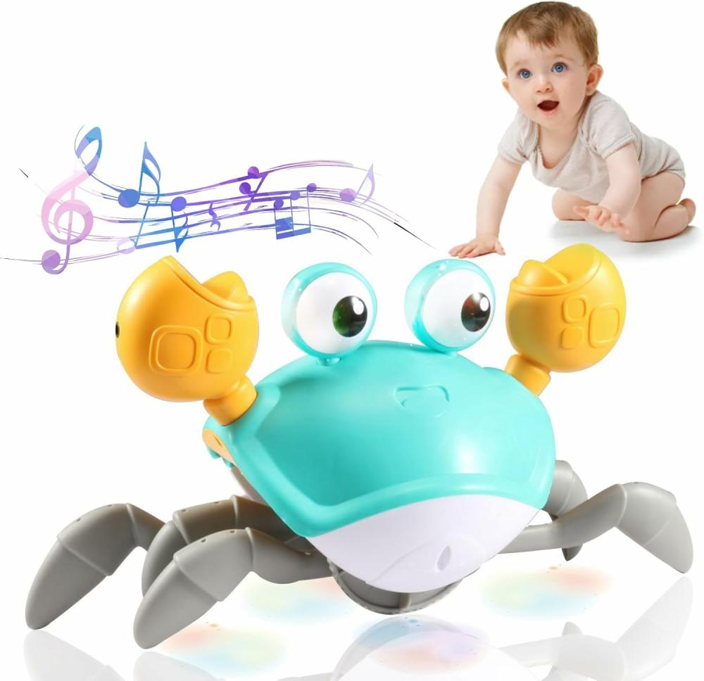 Zenei játékok | Crawling Crab Baby Toy – Bébi használati játékok 3-6 6-12 tanulási mászás 9-12 12-18 kisgyermek babák fiú krabszobrok 3 4 5 6 7 8 9 10 11 12 járás 36 hónap zene tánc születésnapi ajándék Zenei játékok Zenei játékok