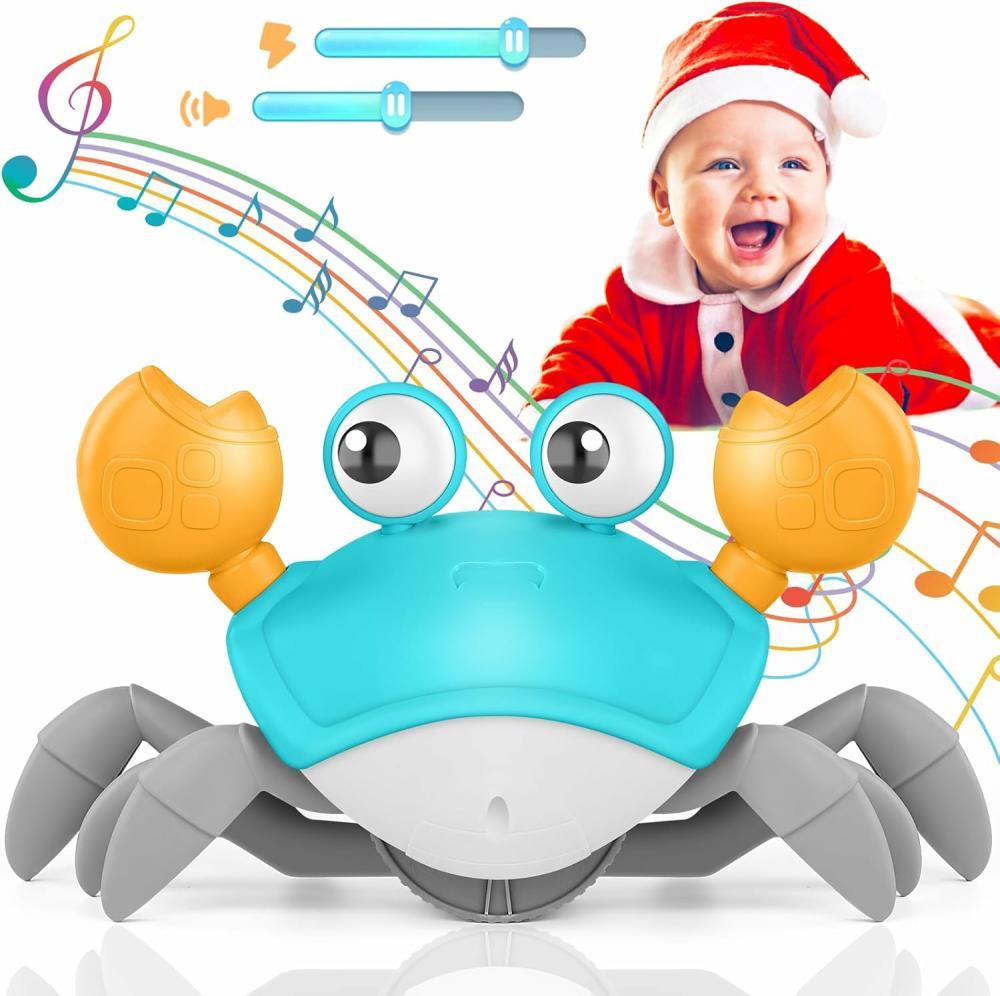 Zenei játékok | Crawling Crab Baby Toy, Tummy Time Gifts For Newborn Babies 3-6 6-12 Month, Light-Up Walking Dancing Moving Crab With Music & Obstacle Avoidance, Upgraded Rechargeable Sensory Development Toy (Green) Zenei játékok Zenei játékok