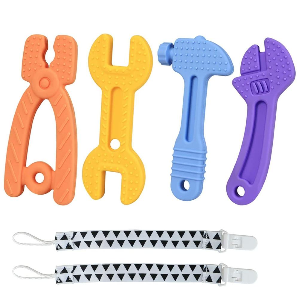 Fogaskarikák | Haili Baby Teething Toys 0-6 hónapos 6-12 hónapos  Hidegben használható BPA mentes szilikon babamolar rágójáték  Vasmester kalapács csapókulcs csavarozó Szerszám forma babfiú játékok Kék Fogaskarikák Fogaskarikák